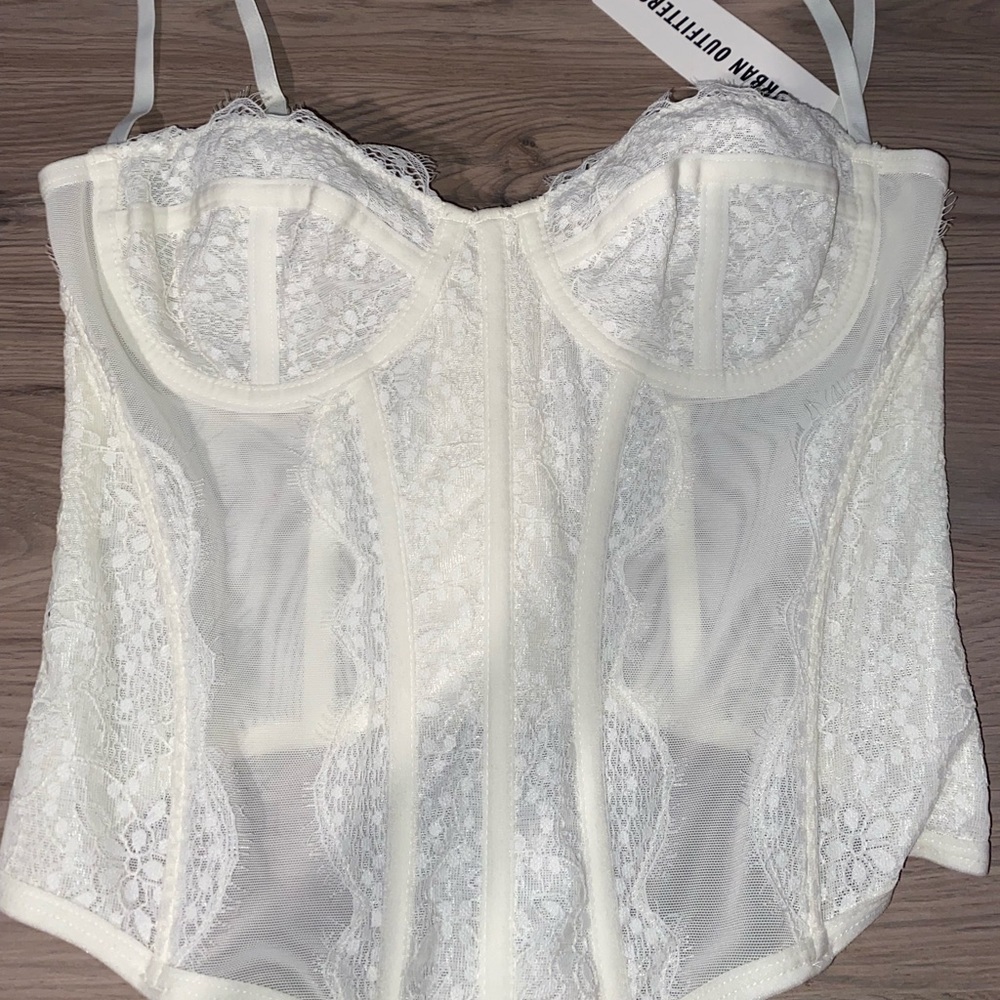 Urban Outfitters Cream Lace Bustier Top